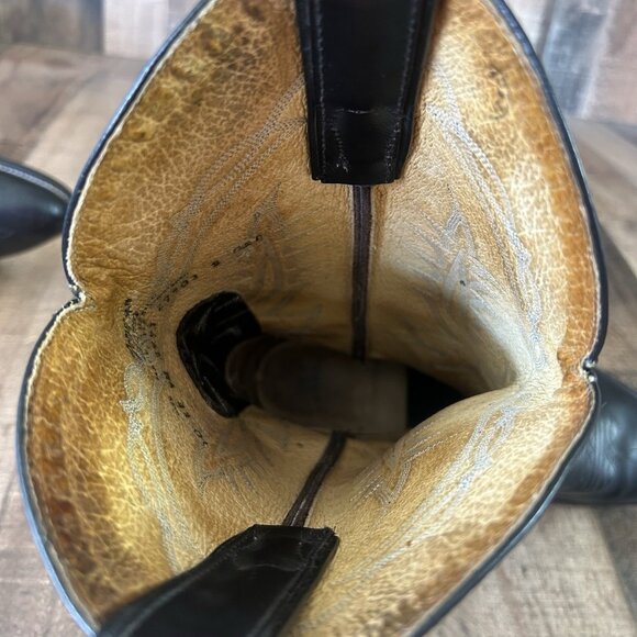 Tony Lama Vintage Classic Black Western Cowboy Boots Mens 10 EE - Picture 7 of 12